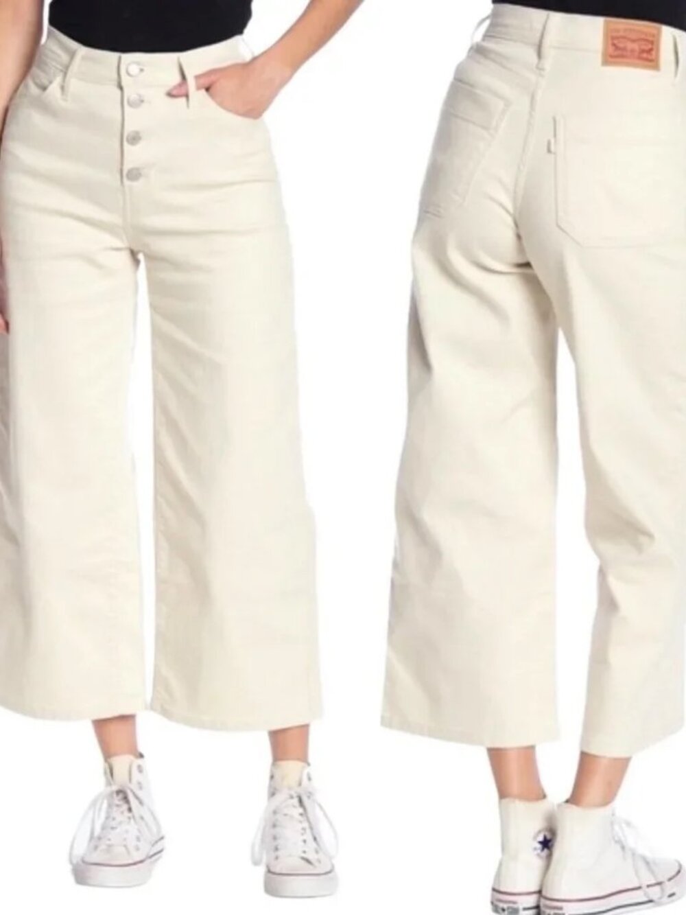 Levi's Mile High Cropped Wide Leg in Cream